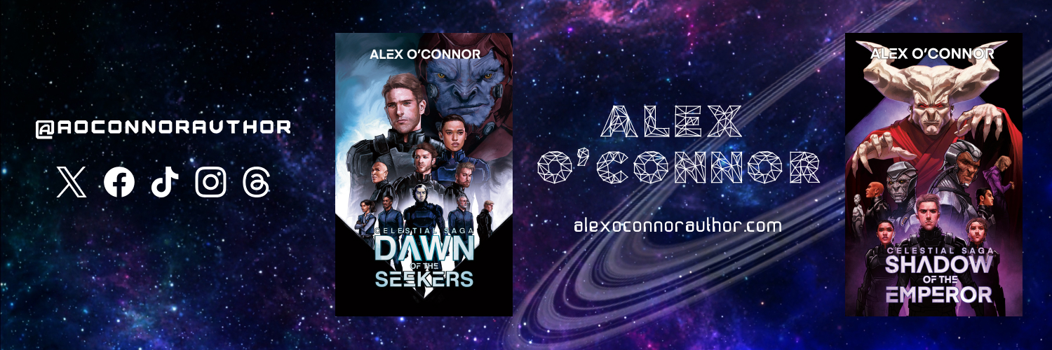 Profile banner for author Alex O' Connor for the X platform.