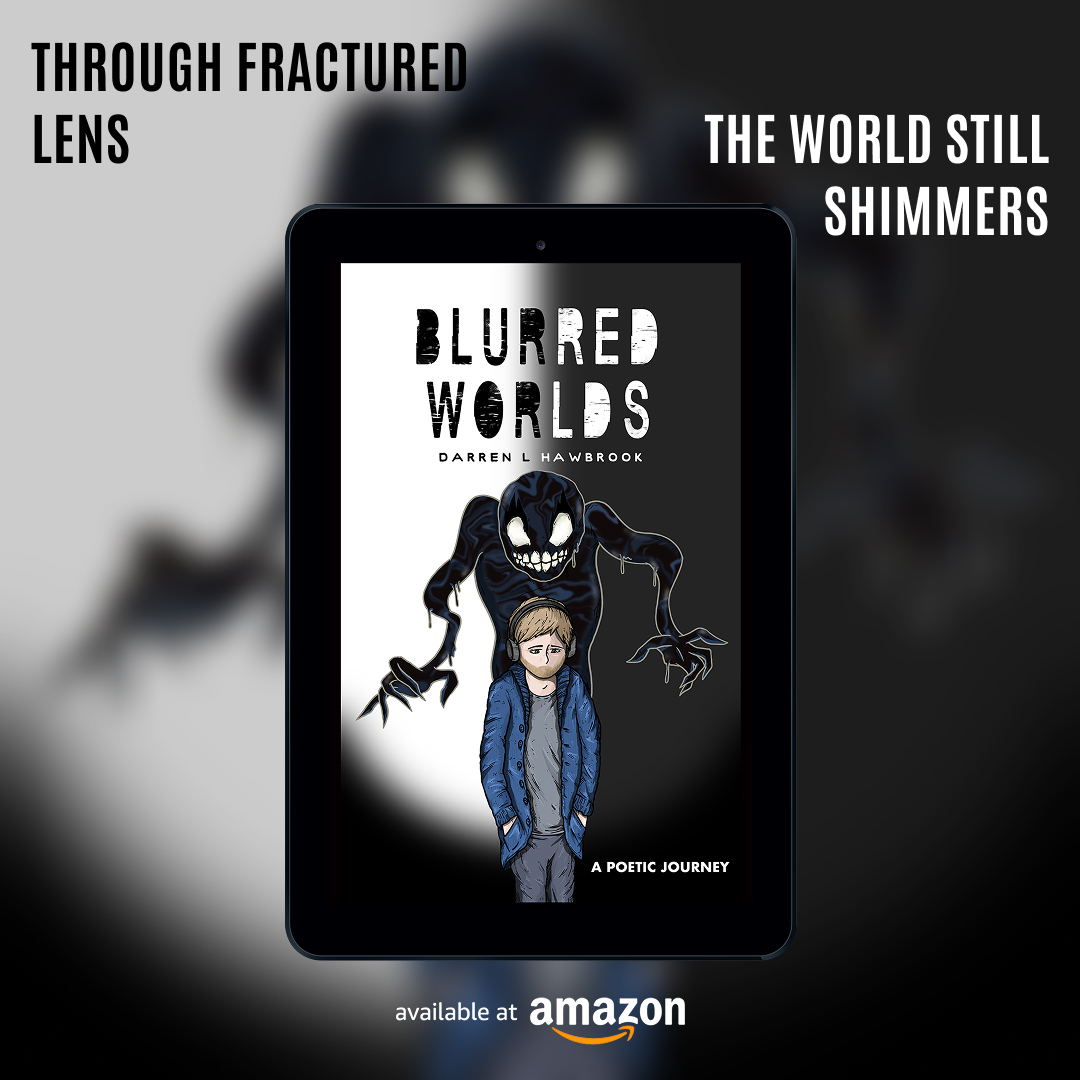 square book promo banner for 'Blurred Worlds' by Darren Hawbrook